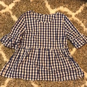 Checker blue peplum top